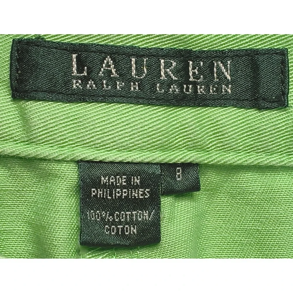 Preppy Lauren Ralph Lauren Chino Shorts Women 8 Green Cotton Twill High‎ Rise